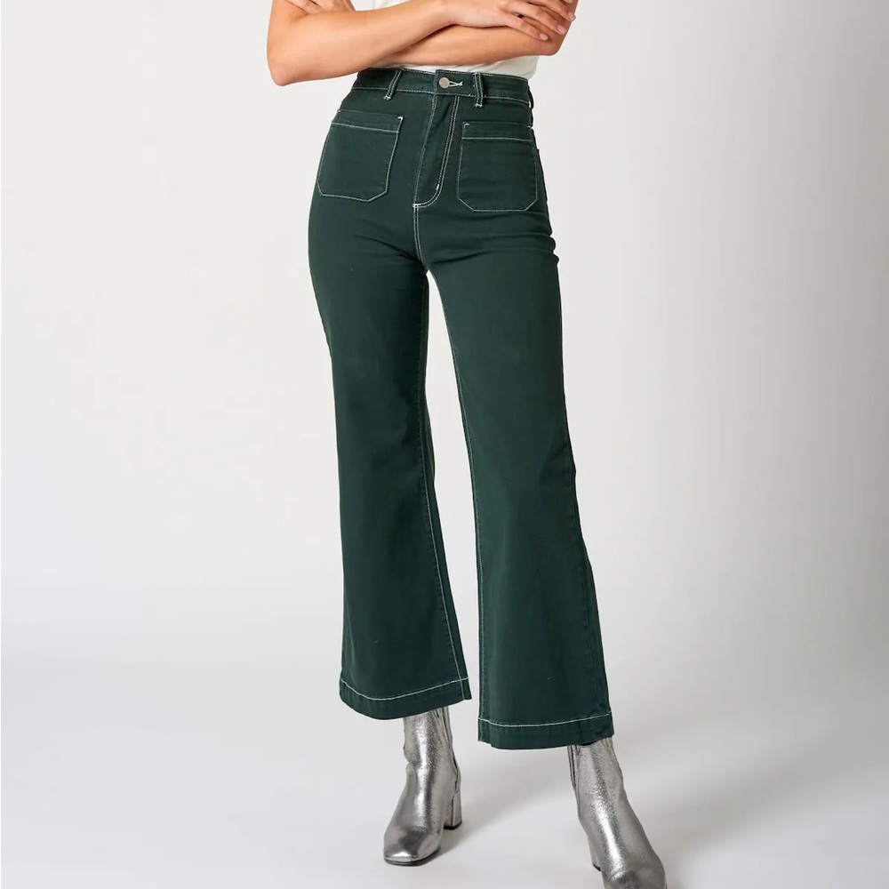 Rollas Green(Ivy) with White Stitching Sailor Jean